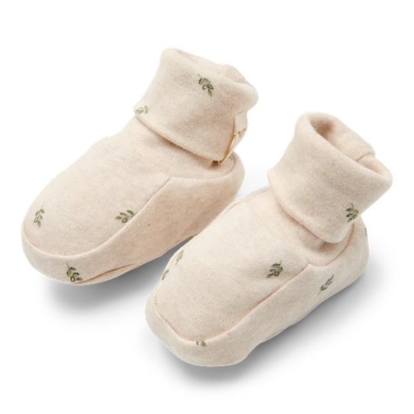 Booties - Green Leaves - 0-3M
