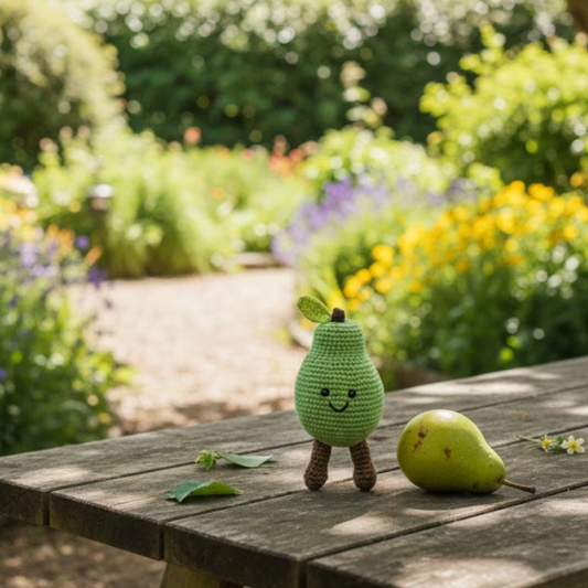 Fair Trade Crochet Pear Baby Rattle Organic Cotton