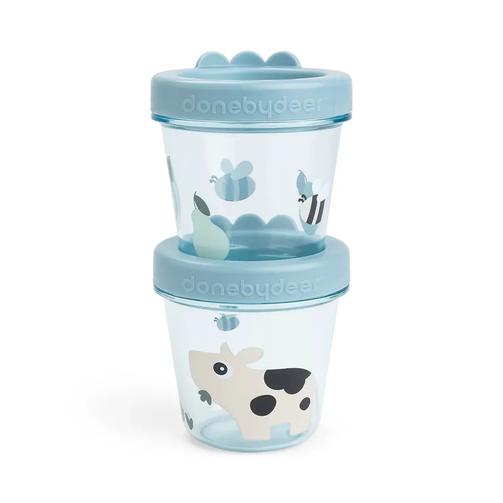 Baby food container 2-pack - Tiny Farm - Blue