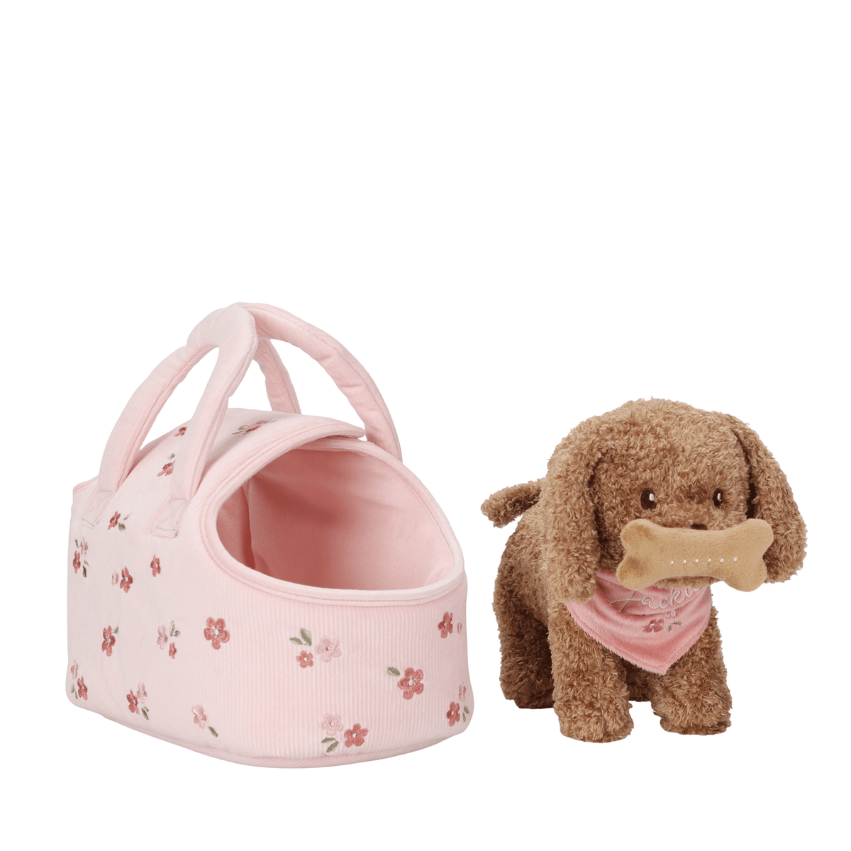 Plush Dog Jackie in a Bag