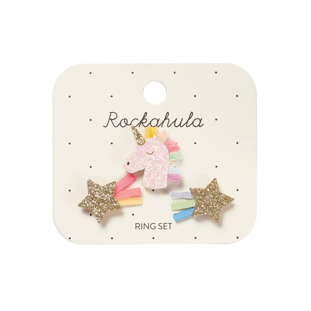 Rainbow Unicorn ring set