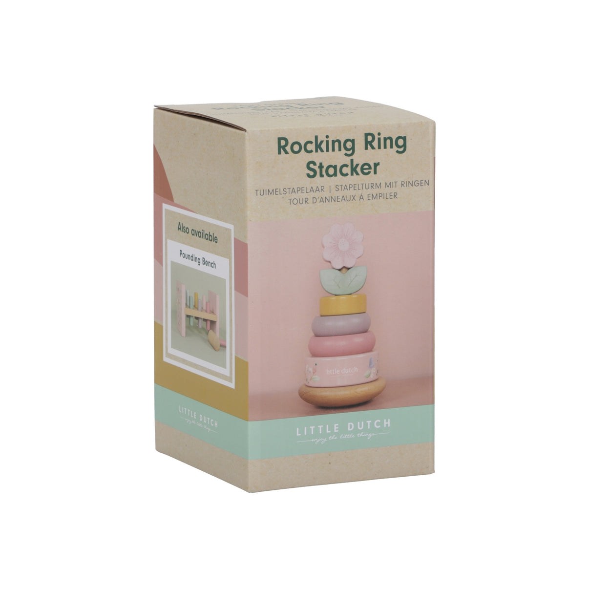 Wooden rocking ring stacker - fairy garden