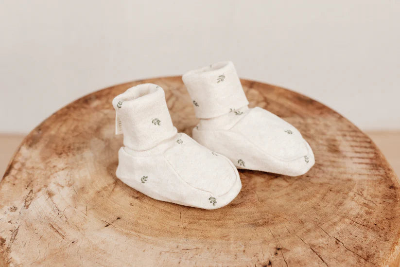 Booties - Green Leaves - 0-3M