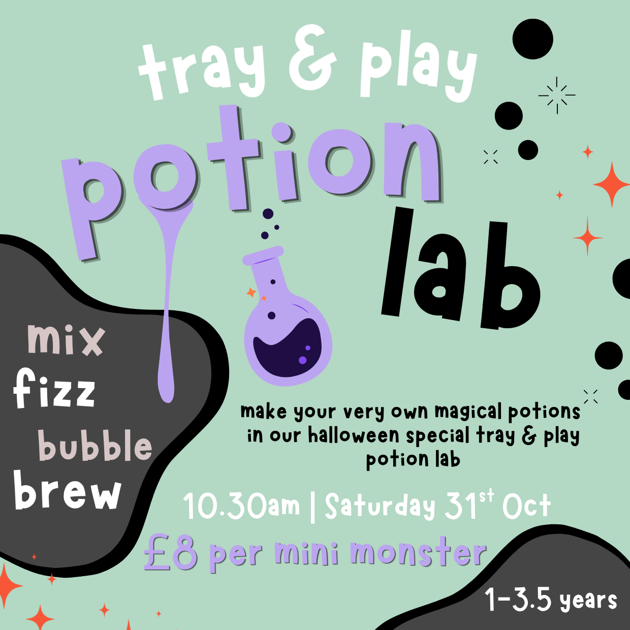 Tray & Play Potions Lab | Saturday 31st October | 10m-3.5years | 10.30am