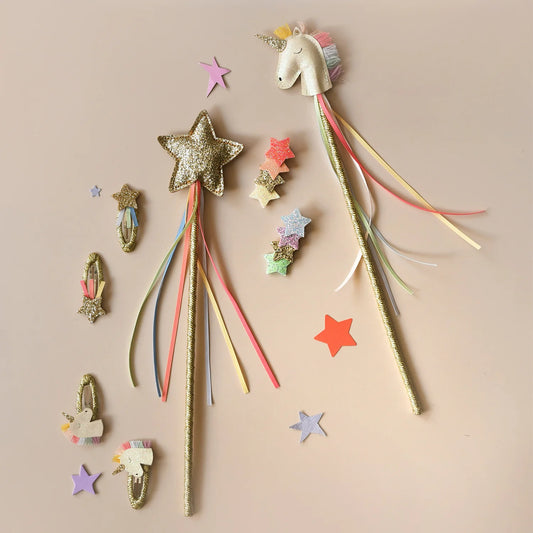 Rainbow Glitter Star Wand