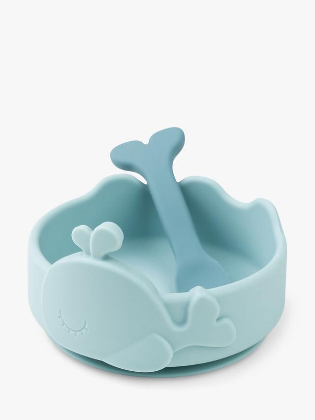 Wally Whale Stick & Stay Bowl & Spoon Set - Blue