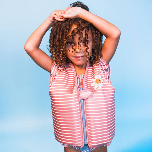 Swim Vest - Red/White - Daisy Flower: 2/3 Years