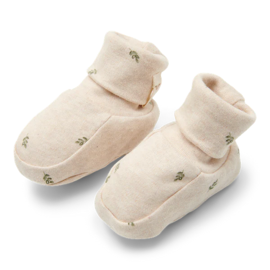 Booties - Green Leaves - 0-3M