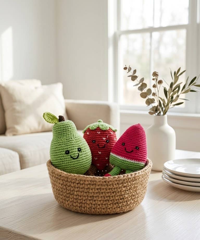 Fair Trade Crochet Pear Baby Rattle Organic Cotton