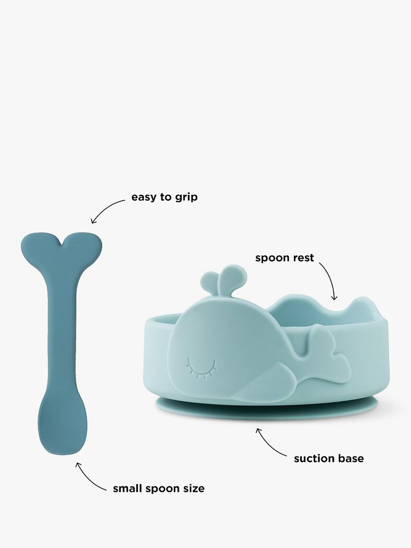 Wally Whale Stick & Stay Bowl & Spoon Set - Blue