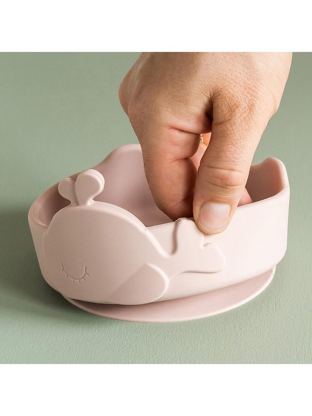 Wally Whale Stick & Stay Bowl & Spoon Set - Powder Pink