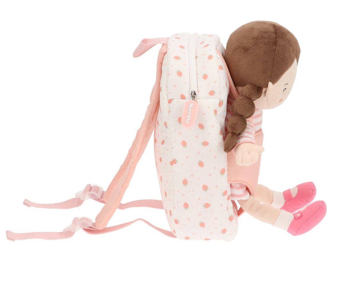 White Strawberries Doll Backpack