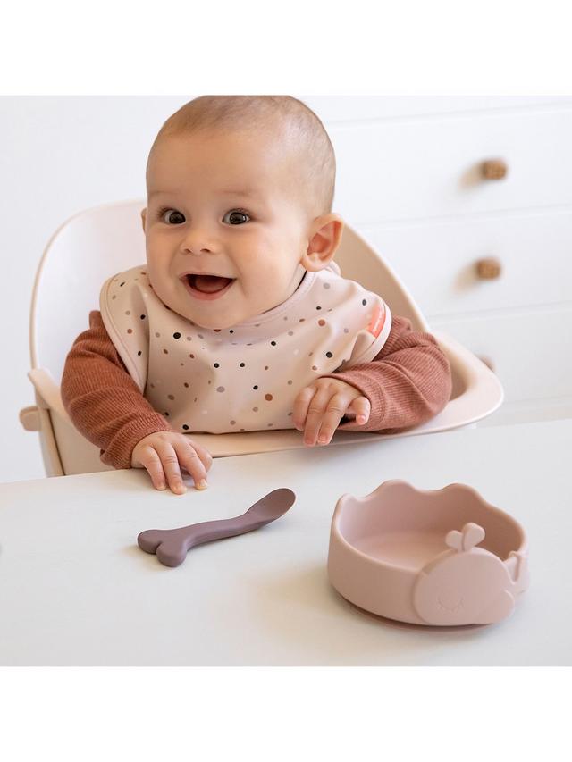 Wally Whale Stick & Stay Bowl & Spoon Set - Powder Pink