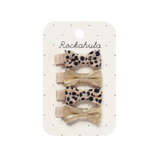 Leopard Shimmer Mini Bow Clip Set