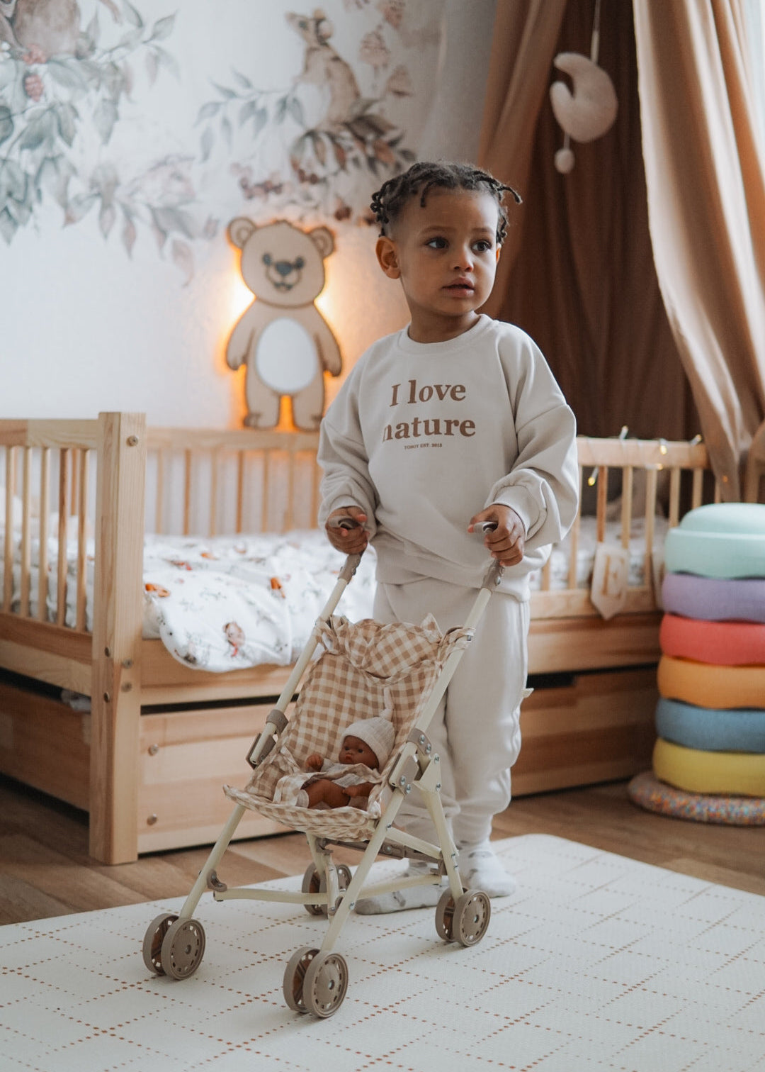 Doll Stroller - soft squares