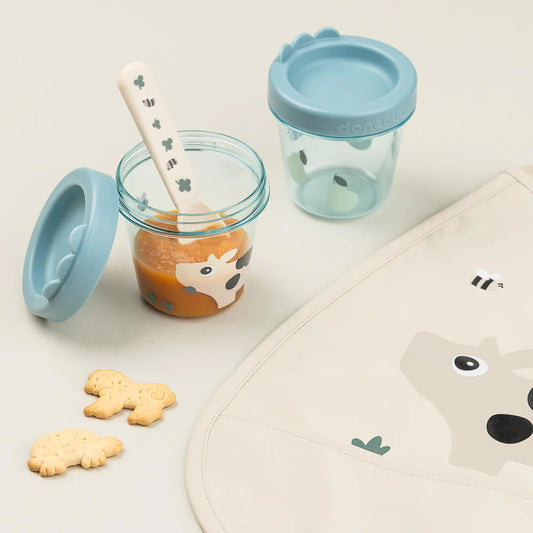 Baby food container 2-pack - Tiny Farm - Blue