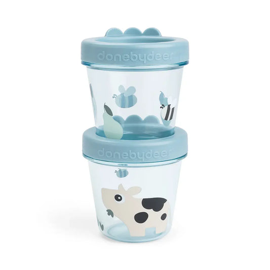 Baby food container 2-pack - Tiny Farm - Blue