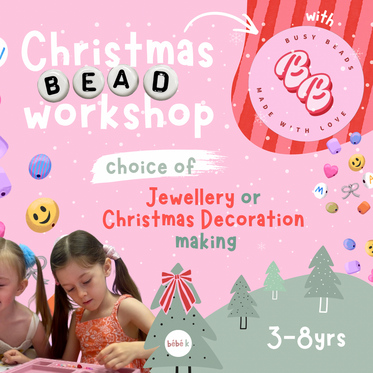 Christmas Bead Workshop |  3-8 years | Saturday 19th December | 10.30am