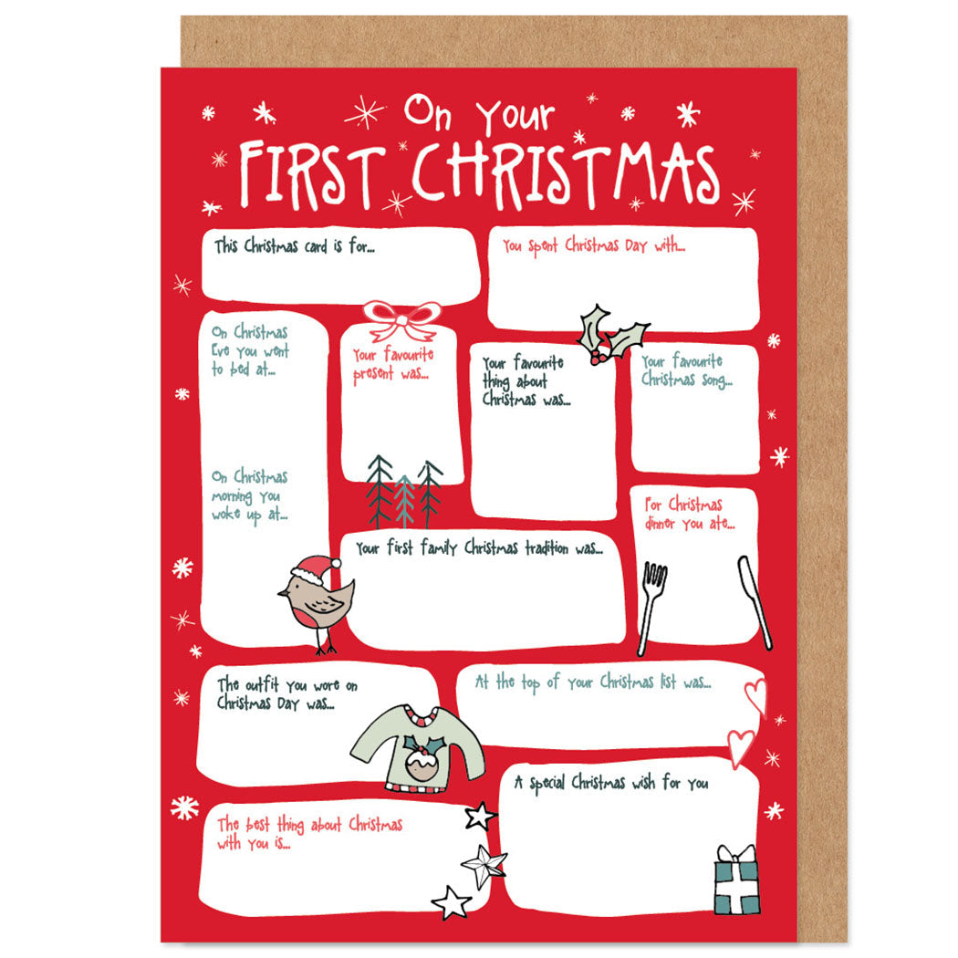 Baby’s first Christmas fill in the blanks card