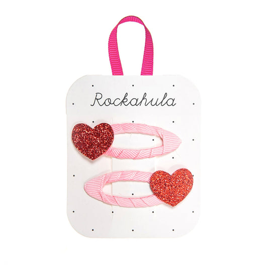 Love heart glitter clips