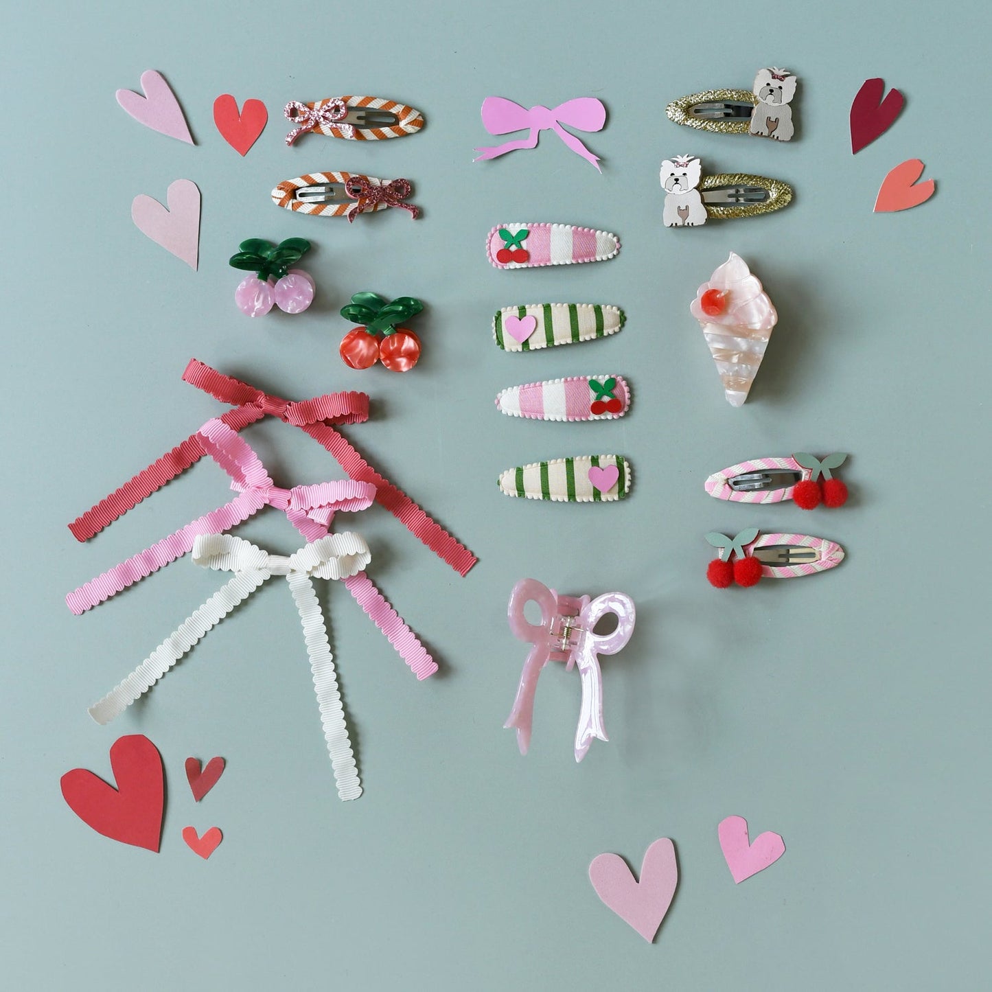 Cherry kiss fabric clip set