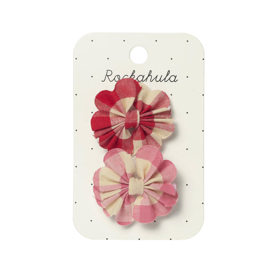 Scallop gingham bow clips