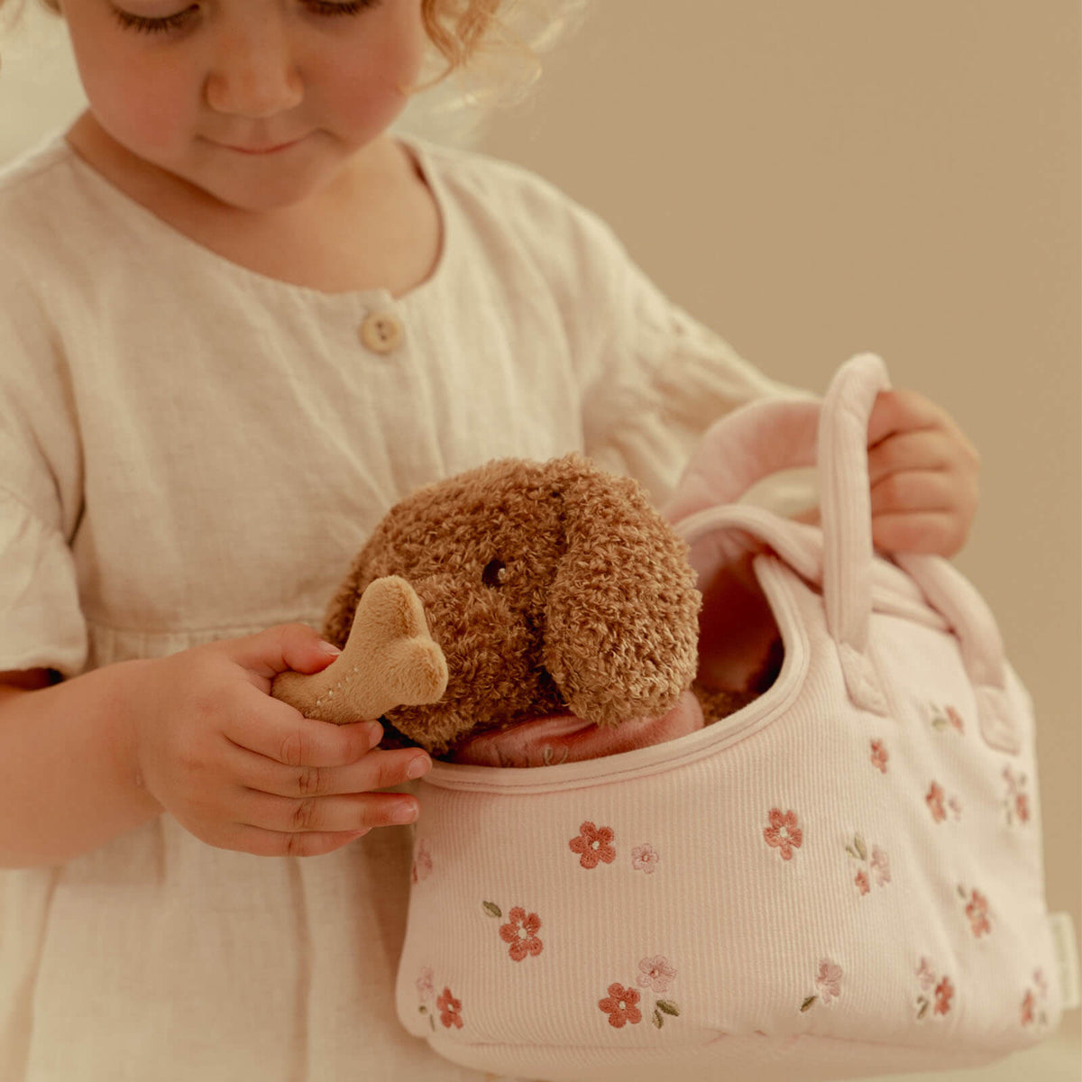 Plush Dog Jackie in a Bag