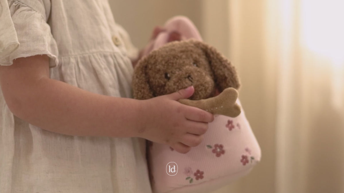 Plush Dog Jackie in a Bag