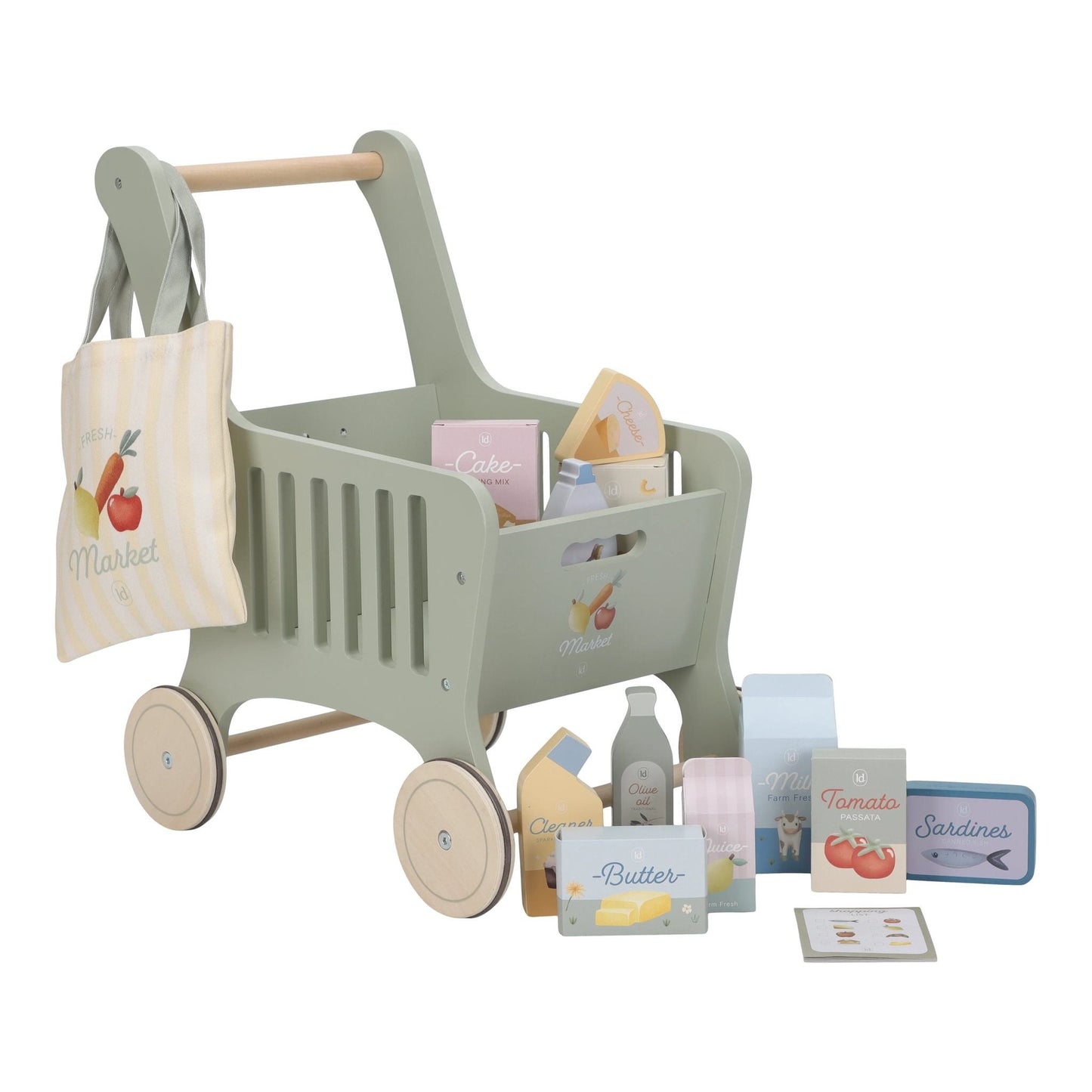 Wooden shopping trolley