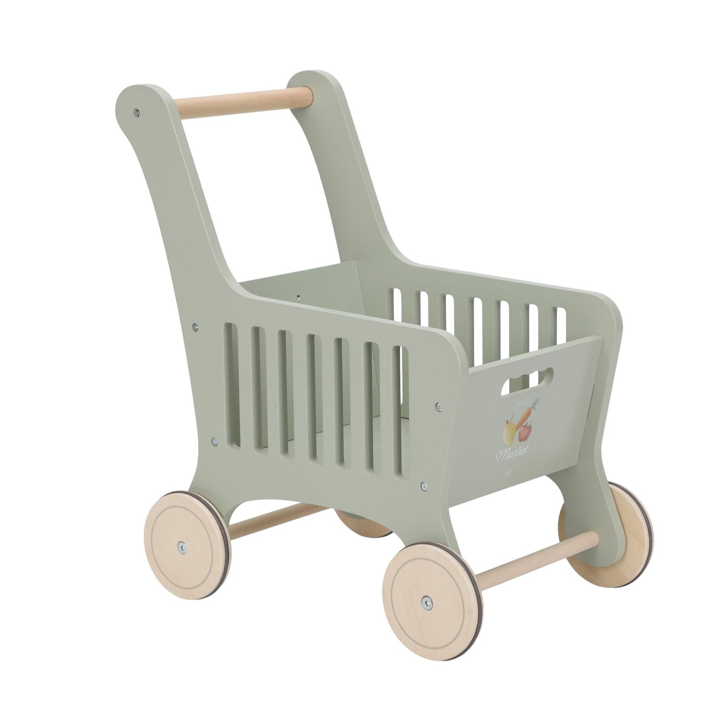 Wooden shopping trolley