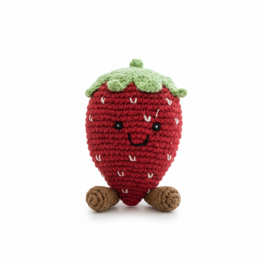 Fair Trade Crochet Strawberry Baby Rattle Organic Cotton