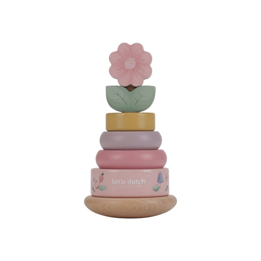 Wooden rocking ring stacker - fairy garden