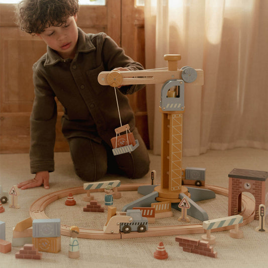 Crane set with wooden track