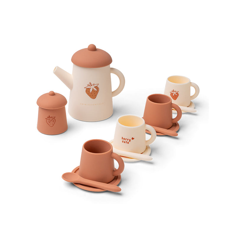 Silicone tea set - strawberry fields