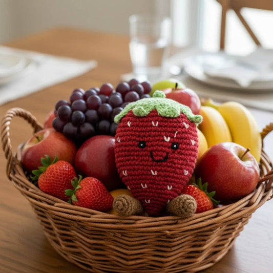 Fair Trade Crochet Strawberry Baby Rattle Organic Cotton