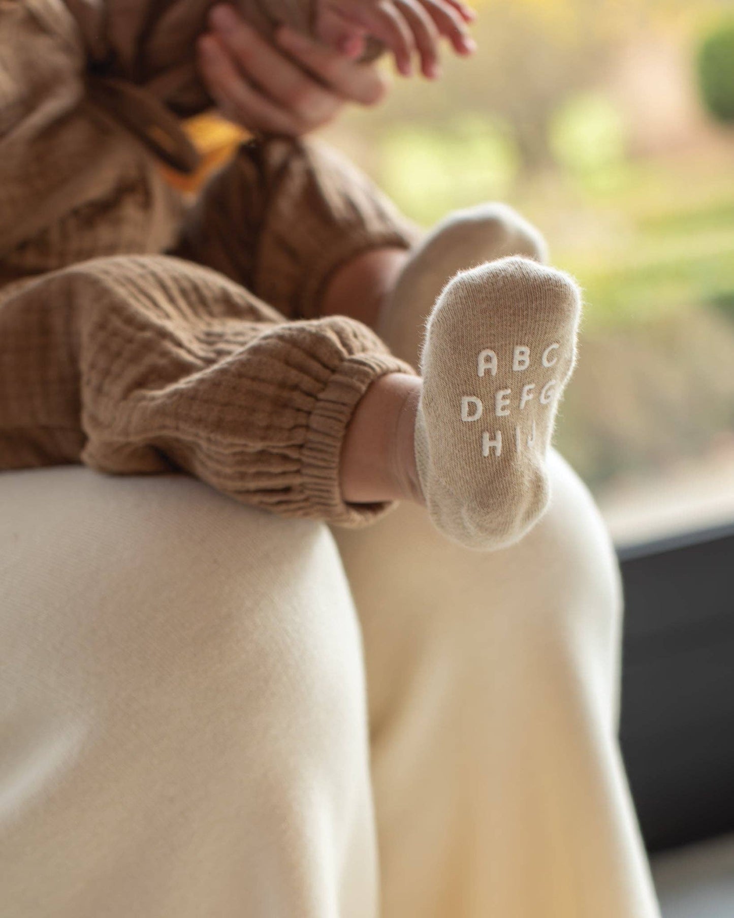 Alphabet No Show Baby Sock | Sand