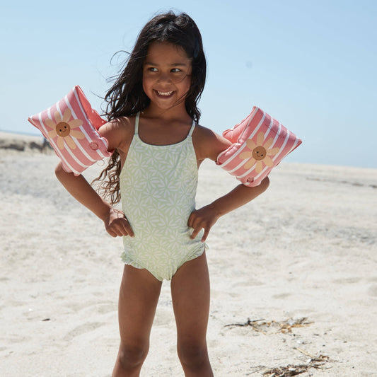Arm Bands - Pink - Daisy Flowers: 2/6 Years